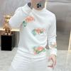 Men Spring Autumn Korean Fashion Print Slim All Match Sweatshirt Male Casual White Round Neck Long Sleeve Pullover Tops