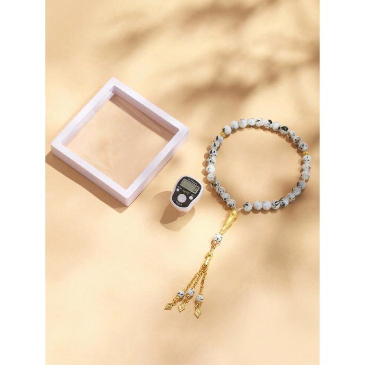 100-Punkte Ring Zählzähler 33-Perlen Tasbih Set ABS-Kunststoff Digitalanzeige Geschenkbox für Festivals 1