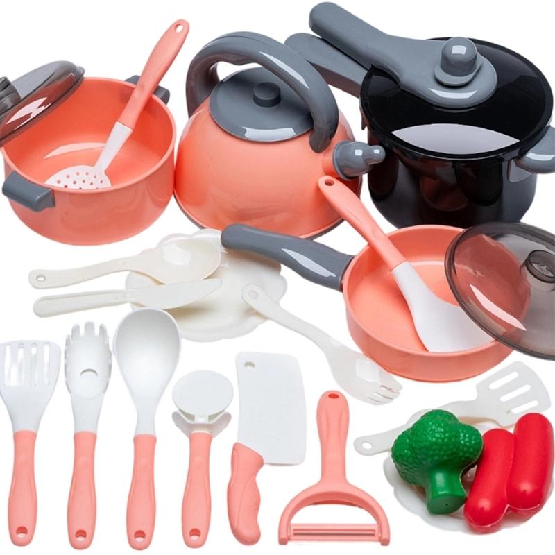 Interactive Kids Cooking Playset Includes Assorted Plastic Food Items Learning Toy For Preschoolers