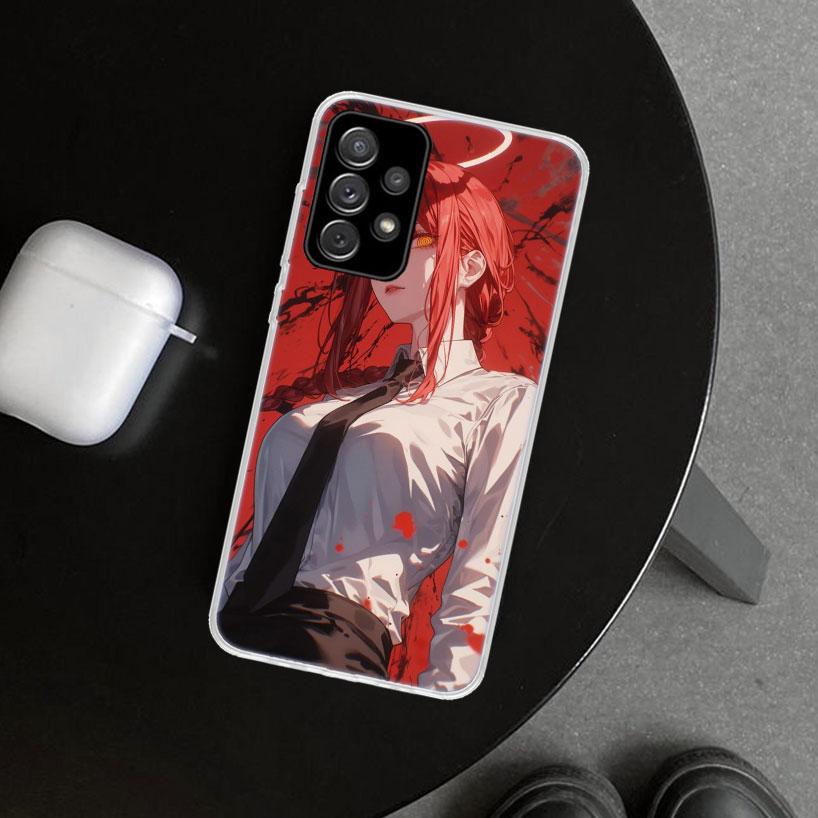 Chainsaw Mans Makima Phone Case Cover for Samsung Galaxy A12 A22 A32 A52 A72 A02S A51 A50S A31 A20S A10S Note 20 Ultra 10 Plus G