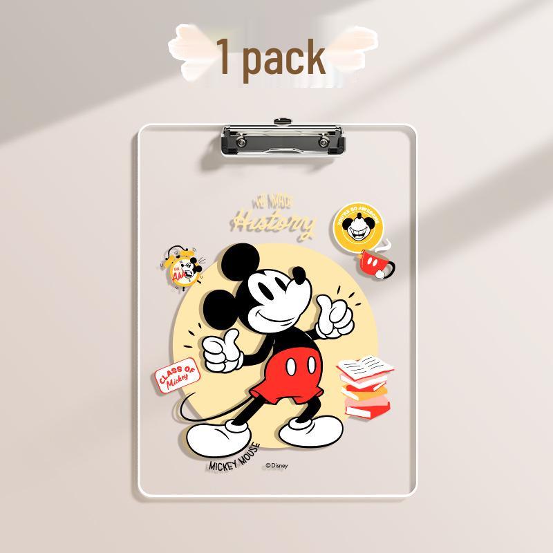 A4 Transparent Acrylic Clipboard - Shatterproof PET Writing Board with Thickened Clip Mickey