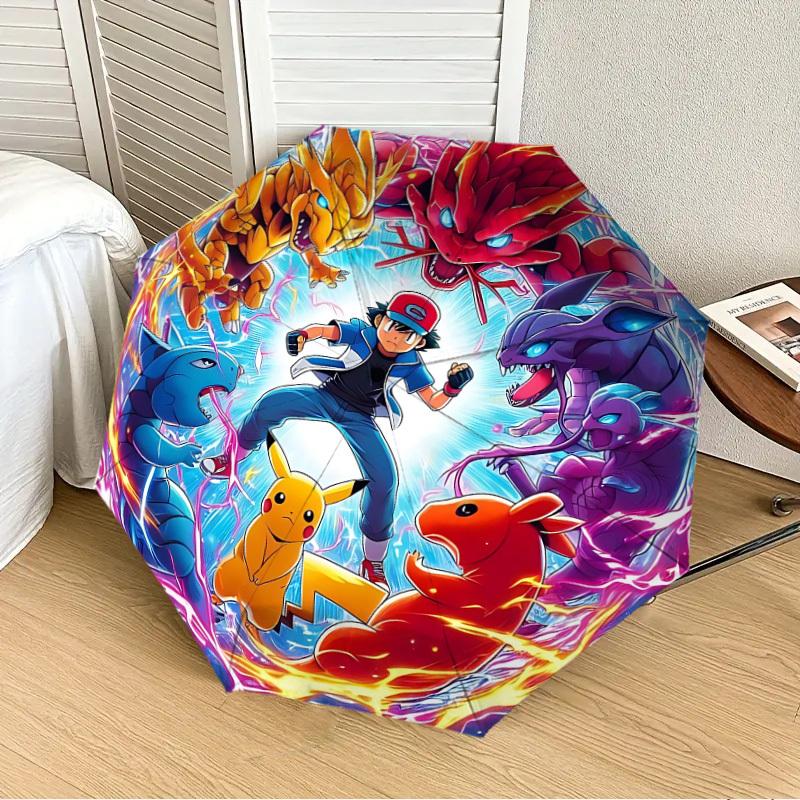 1PC Pokemon, Pikachu Automatic Folding Umbrella | Vibrant Motif & Compact Design for Everyone, On-the-Go Essential - Gift-Worthy Style yy250930036