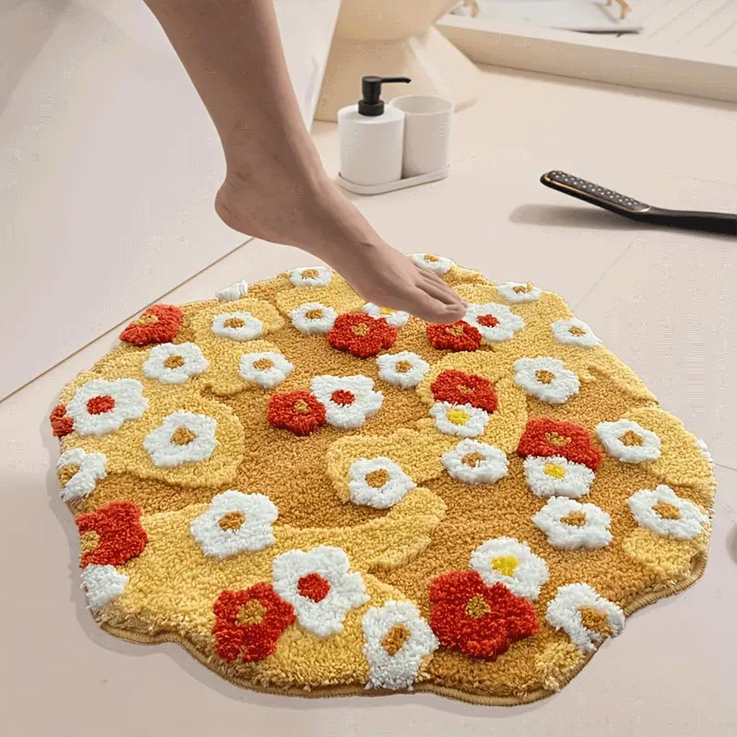 

Коврик для ванной Daisy Tufting Moss Мягкий ковер для спальни Нескользящий ковер для гостиной Мягкая пушистая прикроватная напольная подушка Эстетичный домашний декор 60x65cm