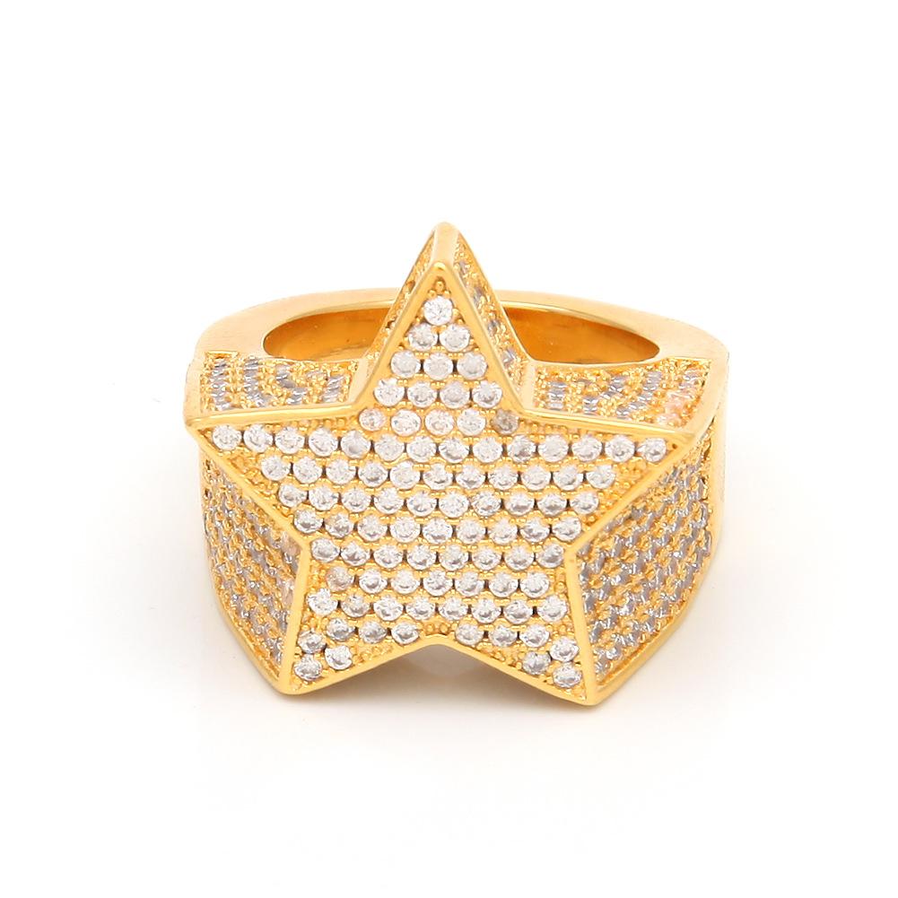 

HIPHOP new personality exaggerated five-pointed star ring creative men s star ring full of diamonds jewelry No. 7