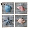 Coastal Wall Decor 3D Conch/Starfish/Shell Wooden Art, Distressed Style Decoration, Mediterranean Ocean Inspired for Bedroom Living Room or