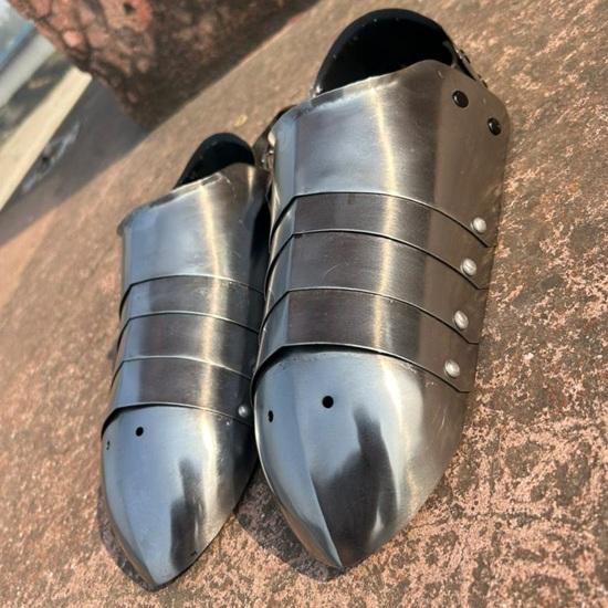 Středověké rytířské sabatony Ocelové chrániče nohou pro Cosplay, LARP a vystavení