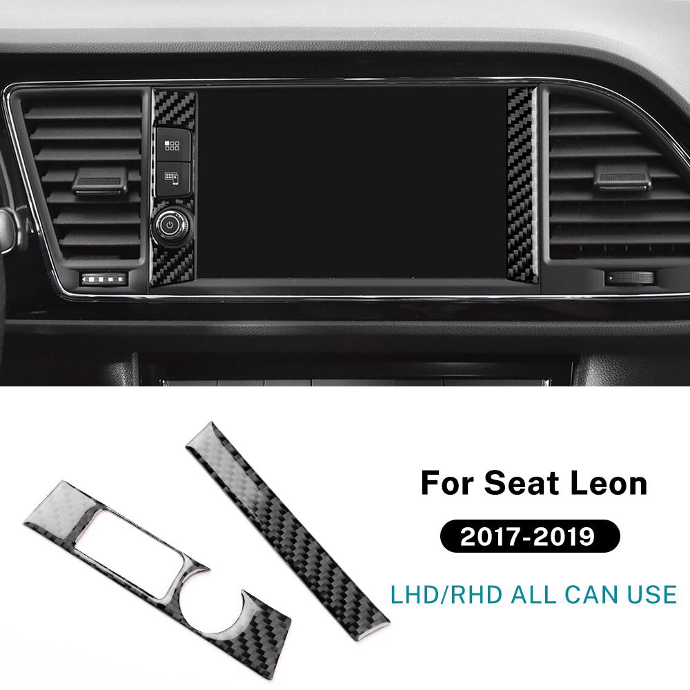 Real Soft Carbon Fiber Sticker For Seat Leon MK3 2017 2018 2019 LHD RHD Car Central Control Side Frame Trim Interior Accessories