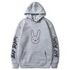 Bad Bunny Print Fleece Hoodie Unisex Casual Pullover Streetwear Customizable Sweatshirt