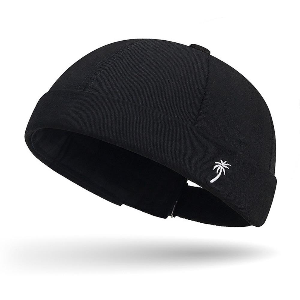 New Embroidery Men'S Beanie Breathable Coconut Tree Tang Caps Thin Style Adjustable Hip Hop Hat Landlord Hat