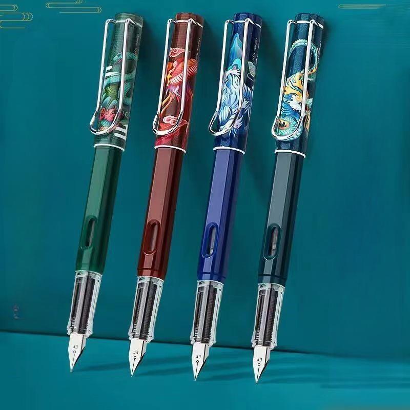 4Pcs/set Guochao Guofeng Qingyunzhi Four Divine Beasts Pen  Practice Thermal Erasable Pen