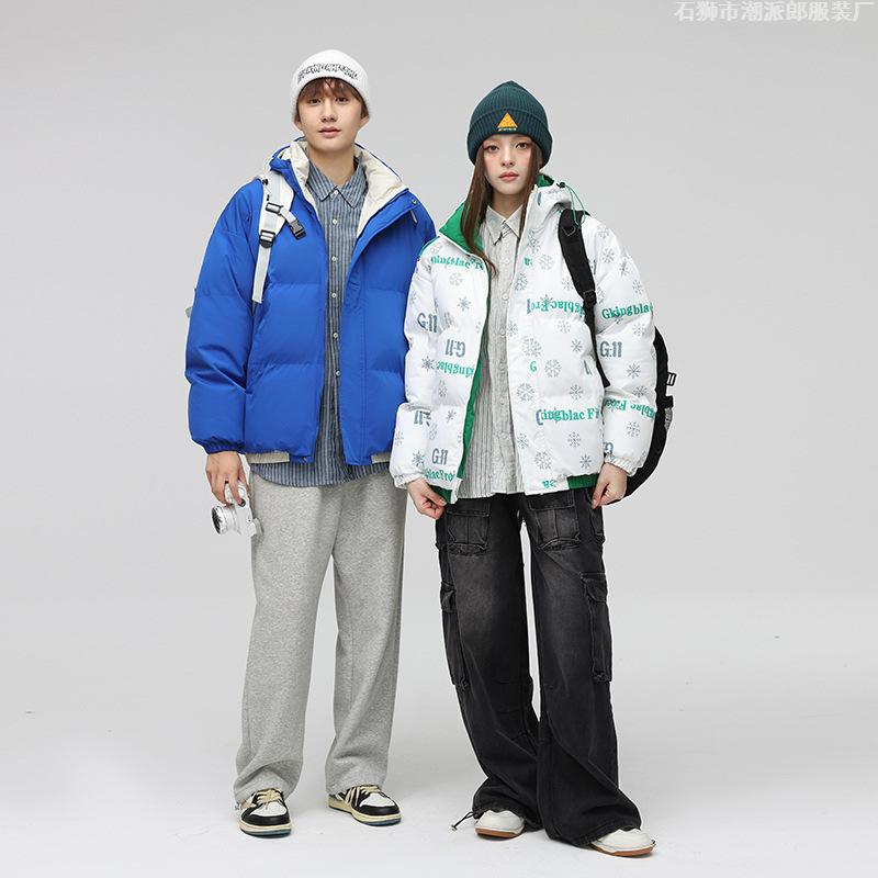 Men's winter new thickened contrasting color bread clothes, women's jackets, student tide loose couple cotton clothes, cotton clothes