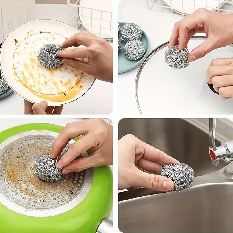 

1Pc Steel Wool Scrubber, Reusable Stainless Cleaning Ball, Heavy Duty Wire Brush for Pots Pans Stove Dishes