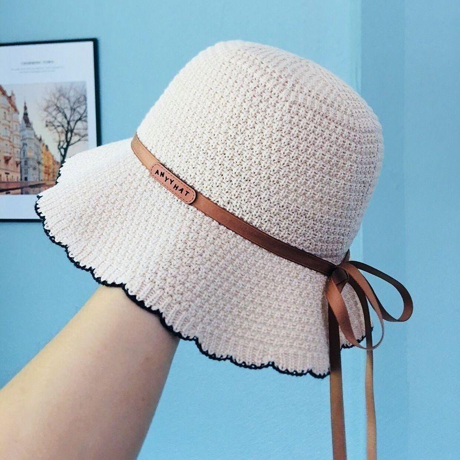New Versatile Knitted Fashionable Fisherman Hat with Sunshade Bow and Foldable Sun Protection for Travel