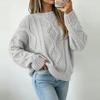 Women's Cable Knit Pullover Sweater - Loose Fit Neck Casual Top for Everyday Wear