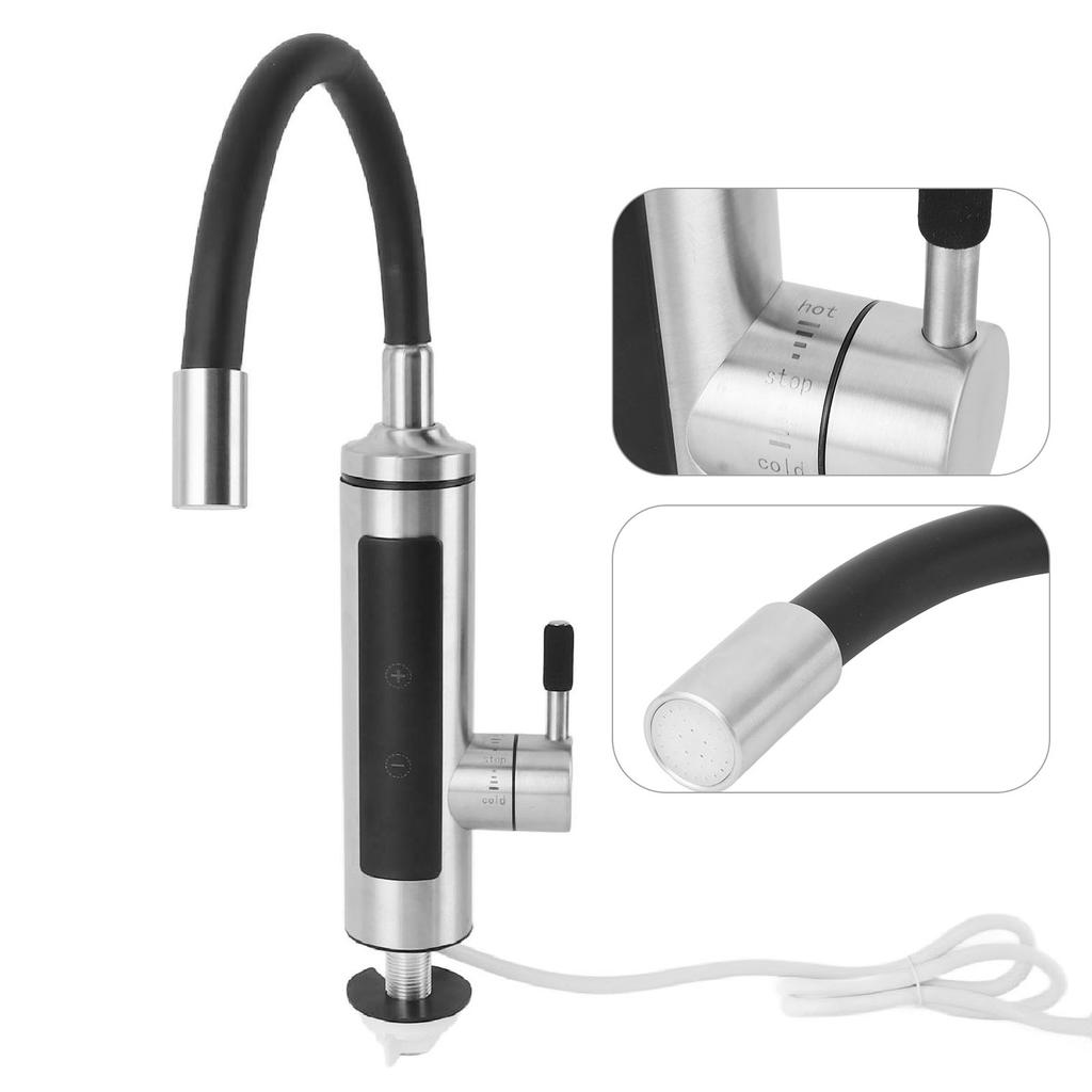 Obracany o 360 stopni kran grzewczy do łazienki i kuchni, bateria do ciepłej i zimnej wody, bez zbiornikowy elektryczny podgrzewacz wody