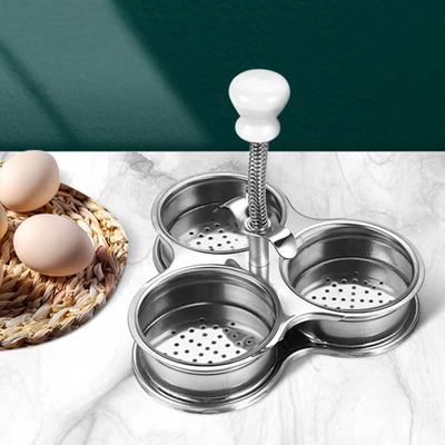 Egg Boiler Spring Handle High Temperature Resistance Stainless Steel 3 Grids Steamed Egg Holder Home Supplies