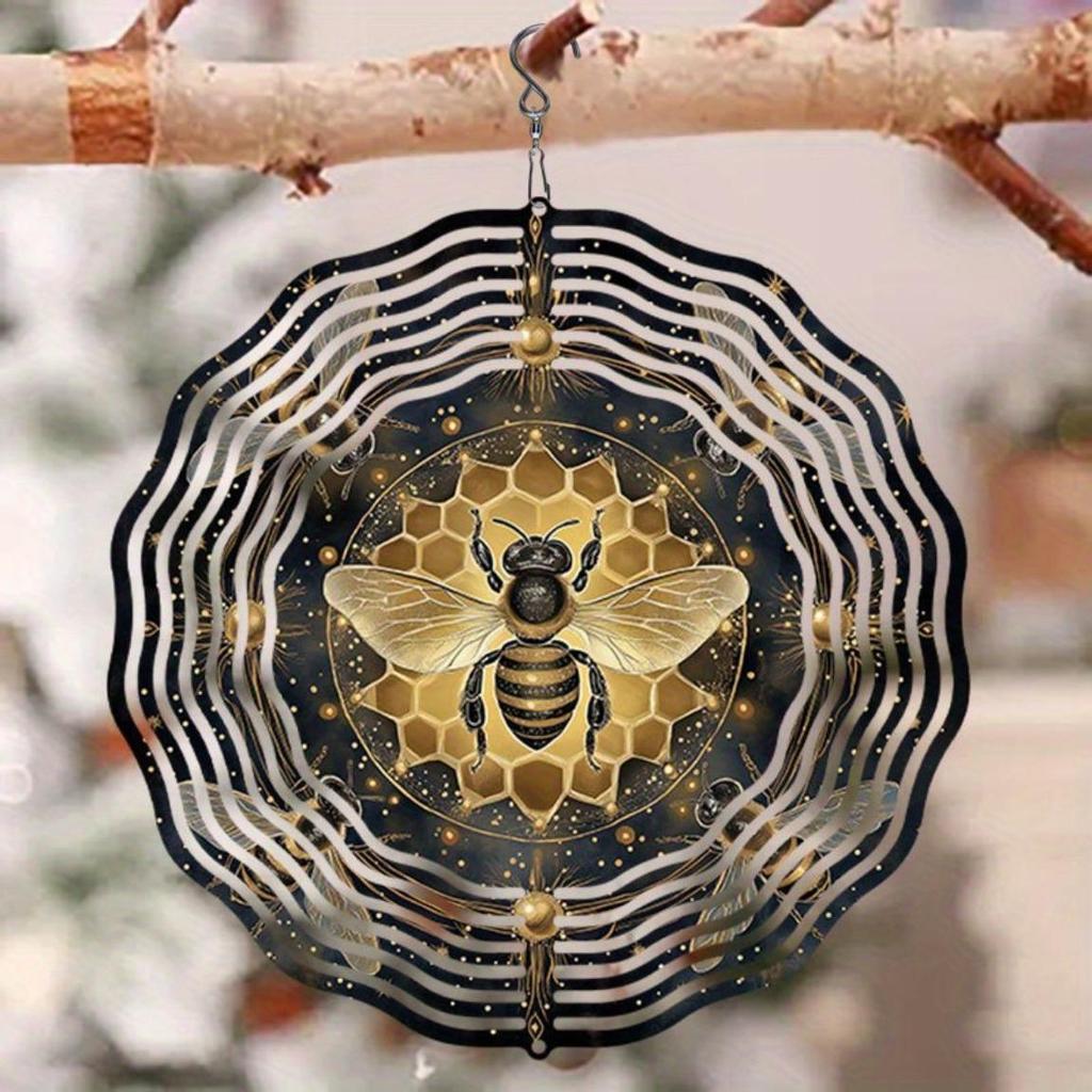 Brave & Beautiful Bee-Themed Wind Chime - Weatherproof 3D Kinetic Art for Garden, Patio, or Outdoor Decor with 360° Rotating Hook - Unique
