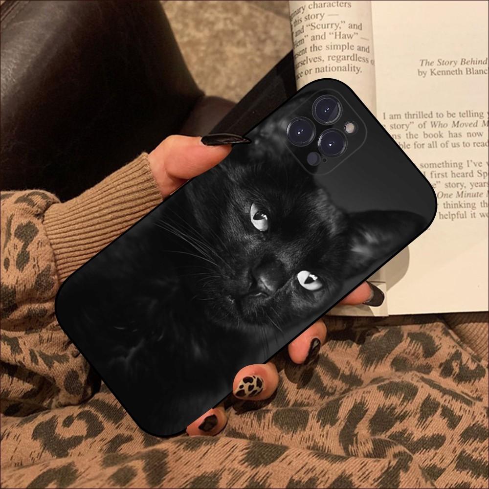 Black Cat Staring Eye Phone Case For iPhone 15 14 11 12 13 Mini Pro XS Max Cover 6 7 8 Plus X XR SE 2020 Funda Shell