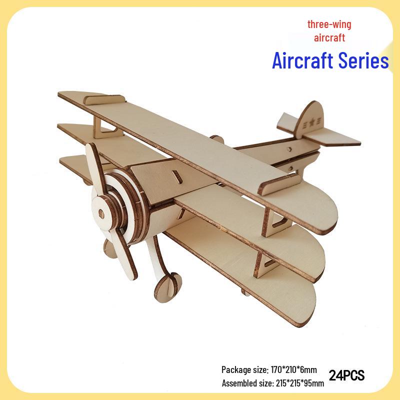 Handmade 3D Wooden Military Tank Model Puzzle for Children