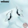 WOSTU 925 Sterling Silver Shine Star Ear Clips Earrings for Women Fine Jewelry