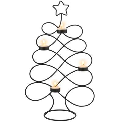 Świecznik Choinka Metalowy Czarny Stojak Na Świeczki Świece Tealight 49 Cm