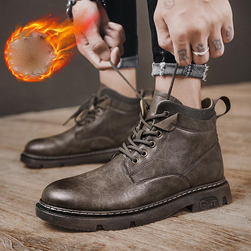 Buy New Autumn and Winter Men's Shoes Plus Velvet Warm Martin