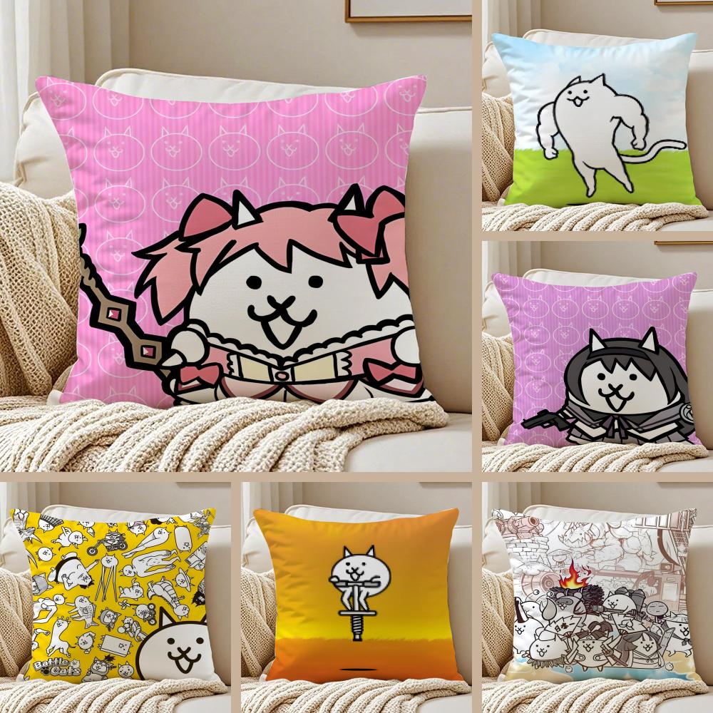 Tower Defense Japanisches Spiel BBattle Cats Kissenbezug Kissenhülle Milbenschutz Wohnzimmer Sofa Dekor Kissen Zimmer