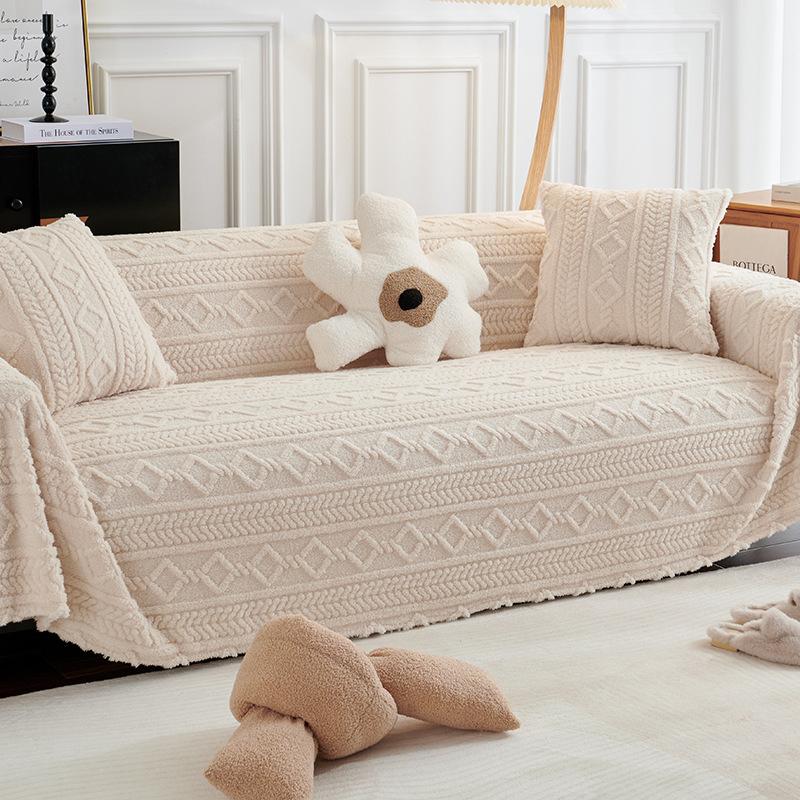 Anti-Scratching Sofa Cover Cloth Ins Style Sofa Towel Winter Plush Sofa Cover All-Inclusive Universal Sofa Cover Full Covered