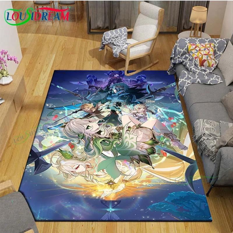 Popular Cartoon Game G-Genshin Impact Printed Carpet Living Room Anti-Skid Area Rug Kids Bedroom Mats Yoga Mat Carpet Decor Gift