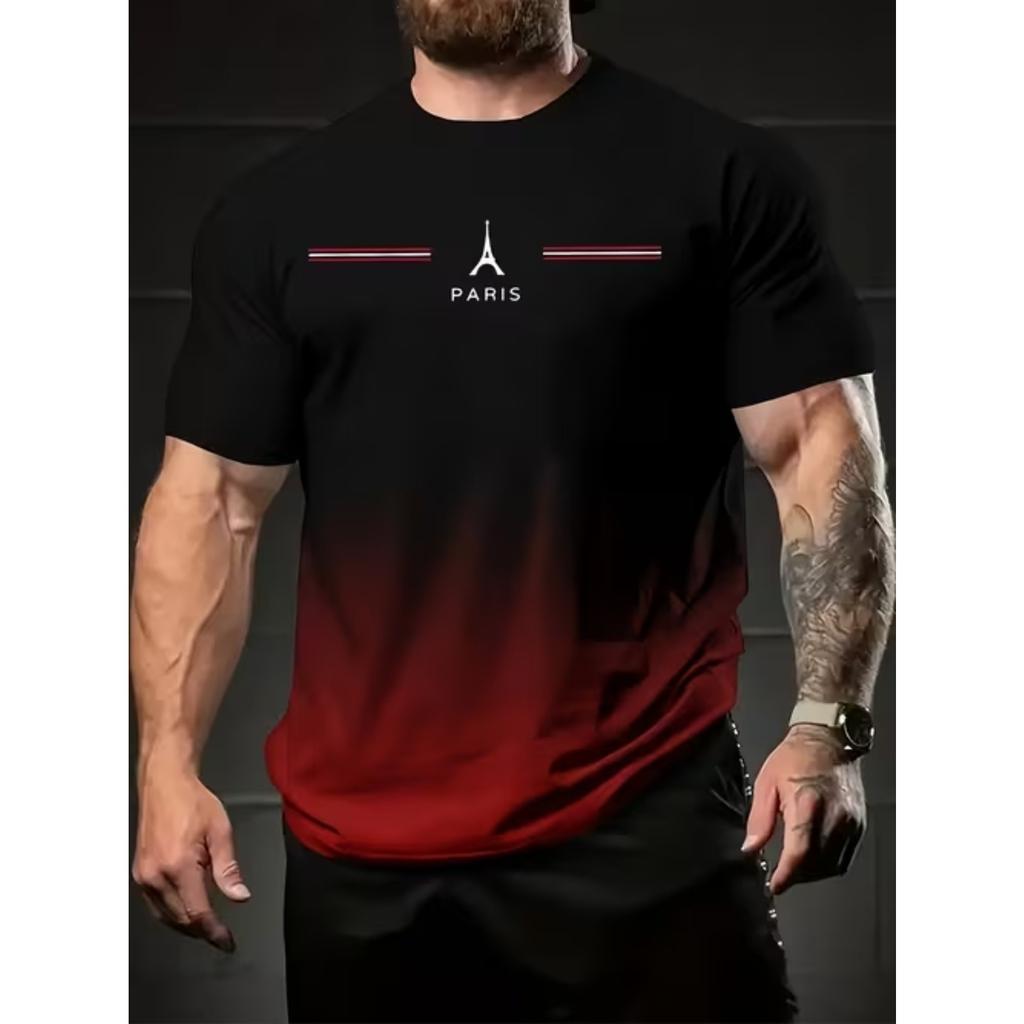 New Summer Men's Fashion T-shirt Personality Simple Pattern Printed Men's T-shirt Top