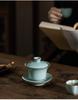 Ru Kiln Gaiwan Tea Set: Handmade Jingdezhen Kung Fu Ceramic with Three Talents Tea Cups in Retro Porcelain Gift Box