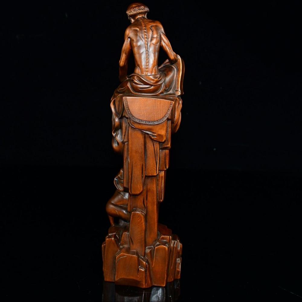 Collection Chinese Vintage Antique Boxwood Carved Arhat Figure Statue Decor Art