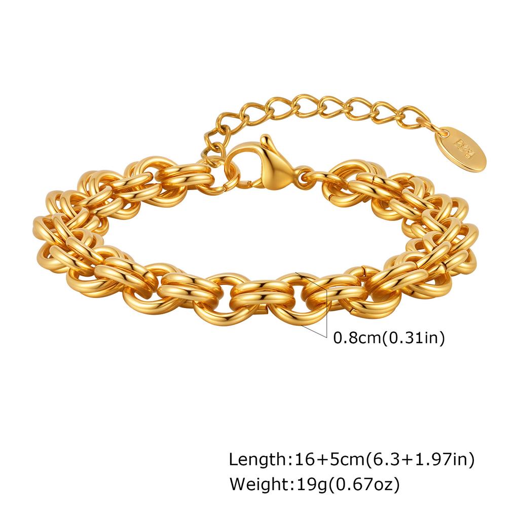 Fashion Personality Women'S Jewelry Stainless Steel Embossed Twist Chain 18 Gold Bracelet 1766