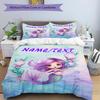 3PC Custom Name Mermaid Fantasy Underwater Scene Bedding Set Duvet Cover Closure Includes 1 Duvet Cover & 2 Pillowcases for Bedroom