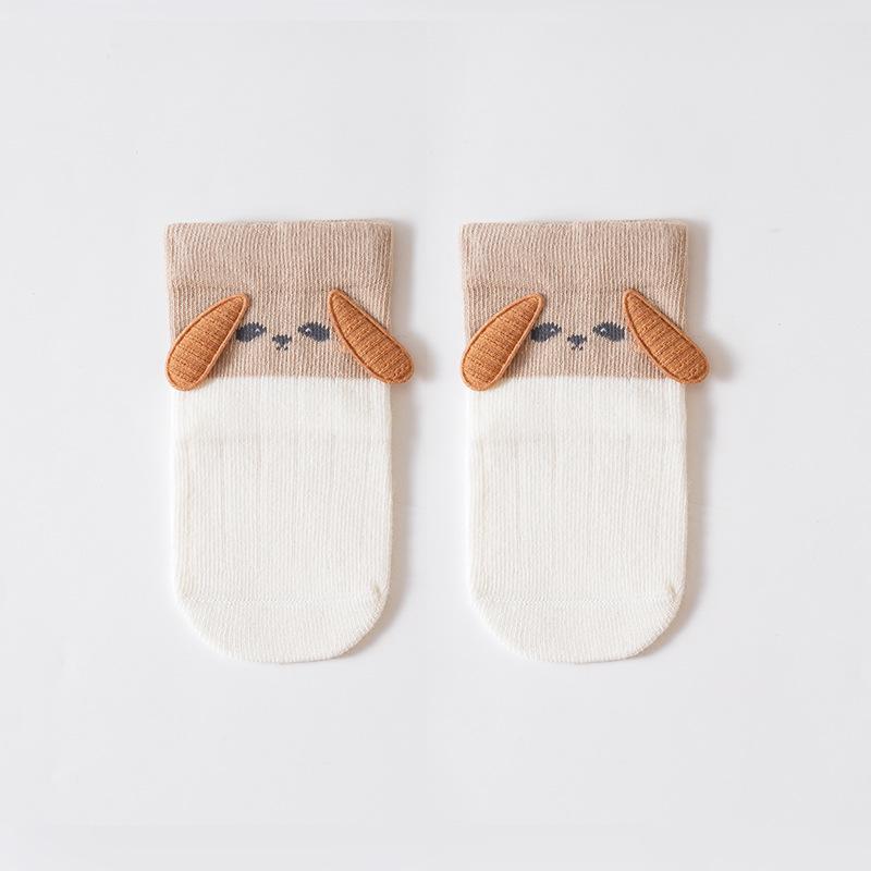 Xiyu Jia Automne/Hiver Chaussettes en Coton Peigné pour Bébés et Tout-Petits avec de Jolies Petites Oreilles, Design Sans Couture Tube Court