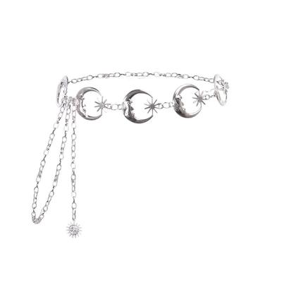 Punk Moon Metal Belts Women Vintage High Waist Chain Gothic Sun Sliver Pendant Belts Aesthetic Female