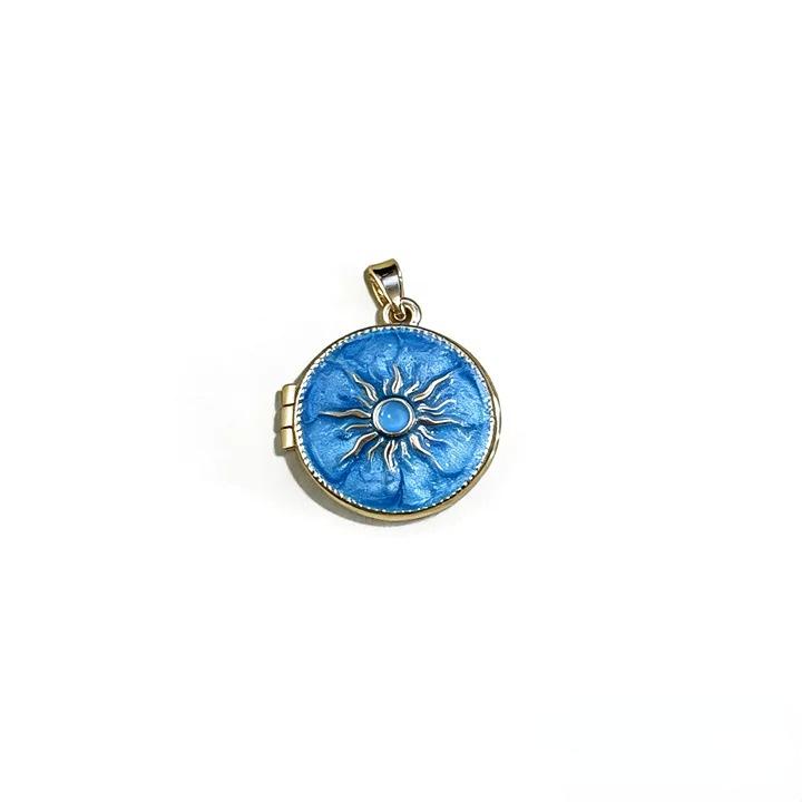 European & American Open-Face Pocket Watch Heart Pendant with 18K Gold Color Retention & Colorful Dripping Oil Painting Design