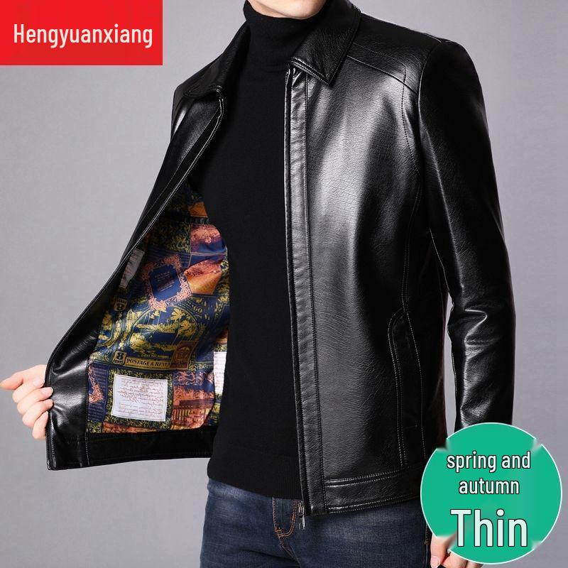 Men's Thickened Sheepskin Leather Jacket for Autumn and Winter - Perfect for Middle-aged and Elderly