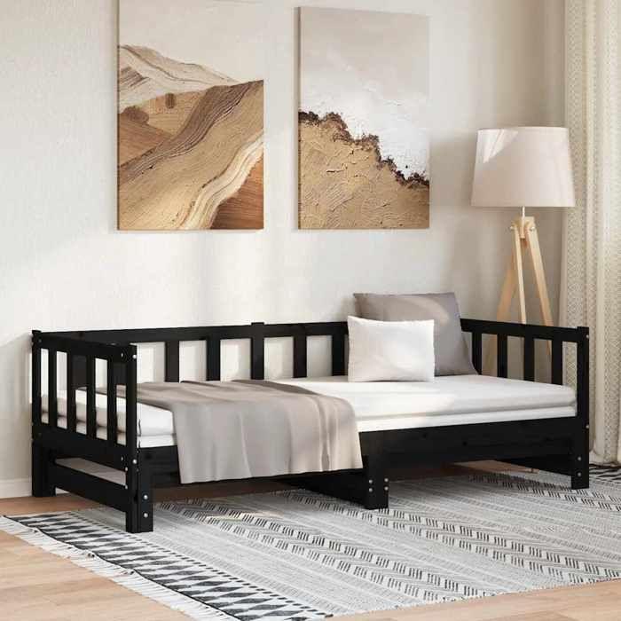 VidaXL Daybed with Trundle Bed, Sofa Bed, Guest Bed Frame, Living Room Interior Occasional Bed, 836158