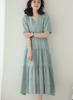 Sueeya Long Dress with Embroidered Short Puff High Stylish Perfect for and Outings in Summer Women's Lace, Sleeves, Ruffles, Sleeves, Waist, Ribbon,
