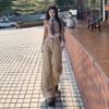 Women's Khaki Wide-Leg High-Waisted Slimming Floor-Length Jeans - 2025 Autumn/Winter Collection