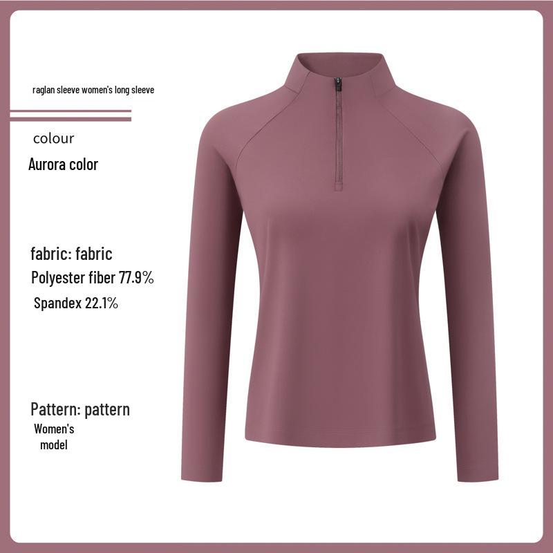 2025 Women's Sport Long Sleeve Zip Collar Polo Shirt: Outdoor Casual Warm Top