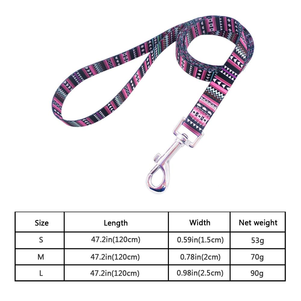 Classic Multicolor Dog Leash Nylon Tribal Pattern Durable Cat Pet Leashes for Small Medium Large Dogs Puppy Lead 120cm Long for Walking