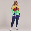Women's Autumn and Winter Large Size Striped Patchwork Woven Jacket Sweater