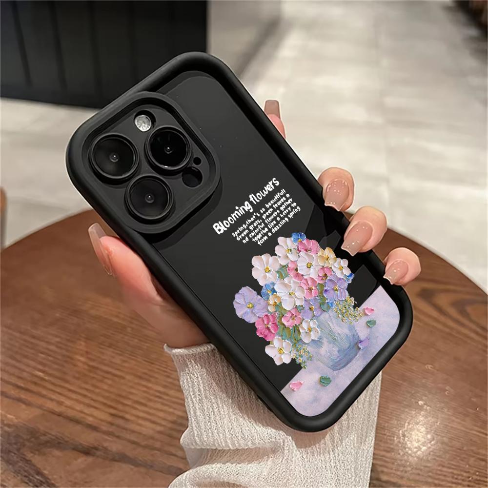 Fashionable and Colorful Bouquet Phone Case iPhone 15 Pro Max 11 12 13 16 14 Plus Silicone Shockproof Case Lens Protector Shell