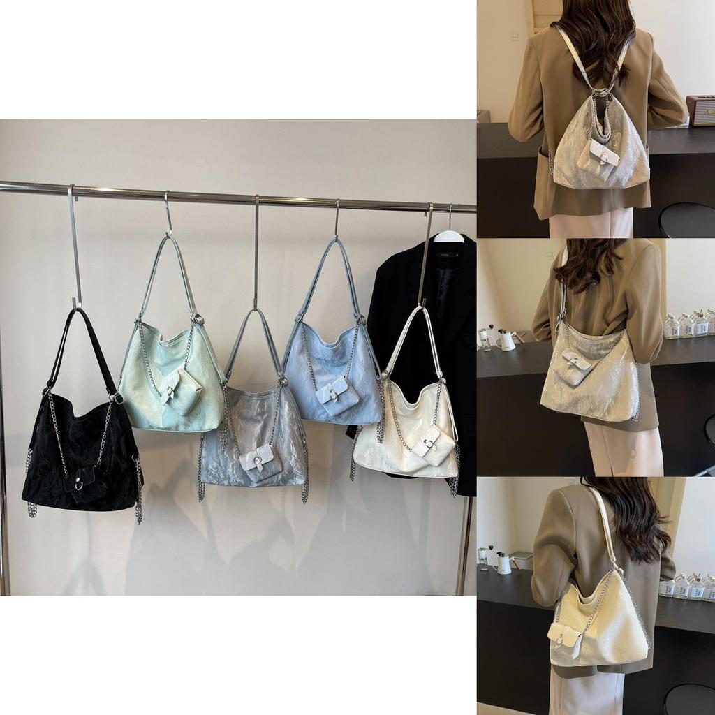 Versatile Street Style Crossbody Bag With Water Pattern And Dual-purpose Design