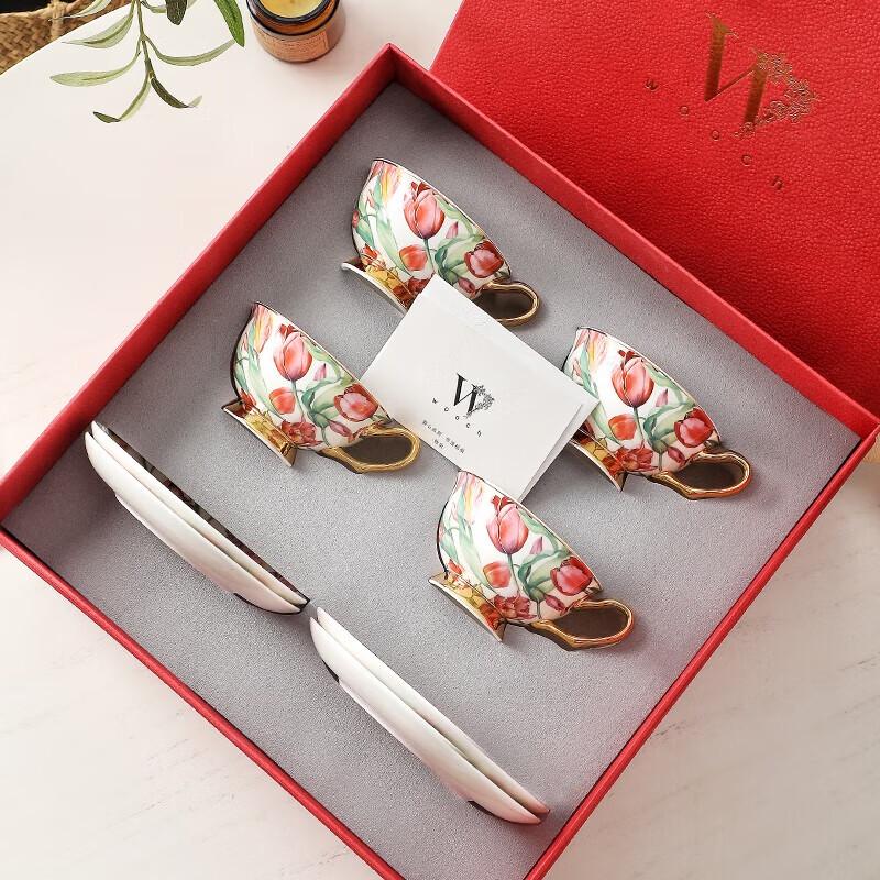 WOOCH Tulip Series Ceramic Mug & Saucer Gift Set