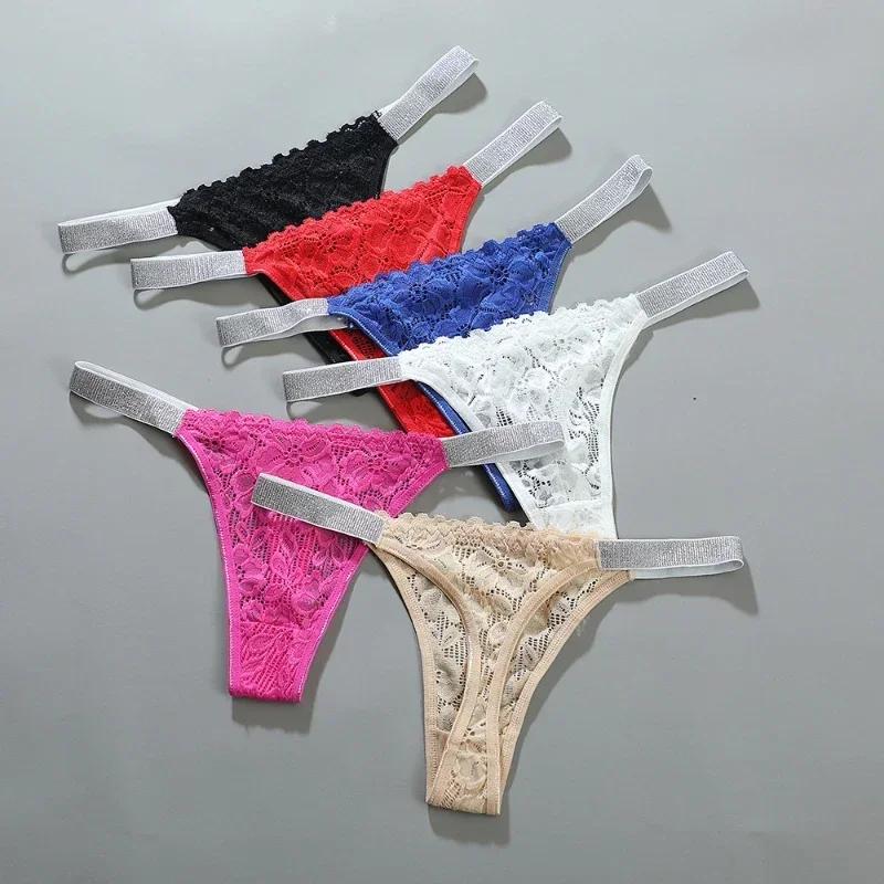 New Low-waist Tanga Panties Sexy G-string Lace Hollowed Out Thong Transparent Temptation T-back Pure Cotton Underpants for Women