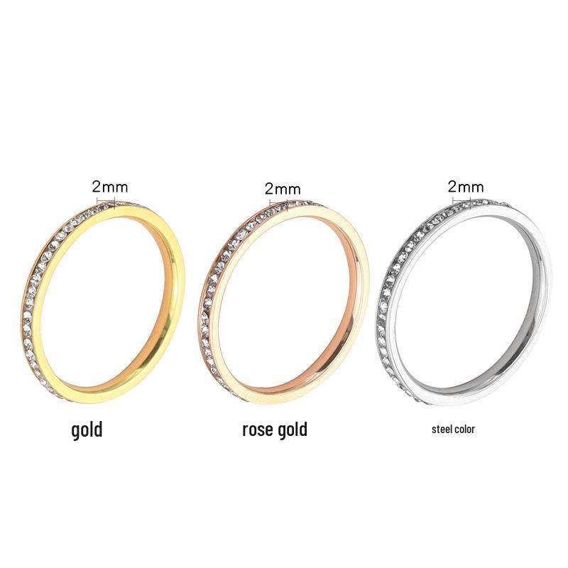 Koreanischer Stil Damen Titanstahl Diamantring - Elegant, Vielseitig, Schmuck mit dünnem Band