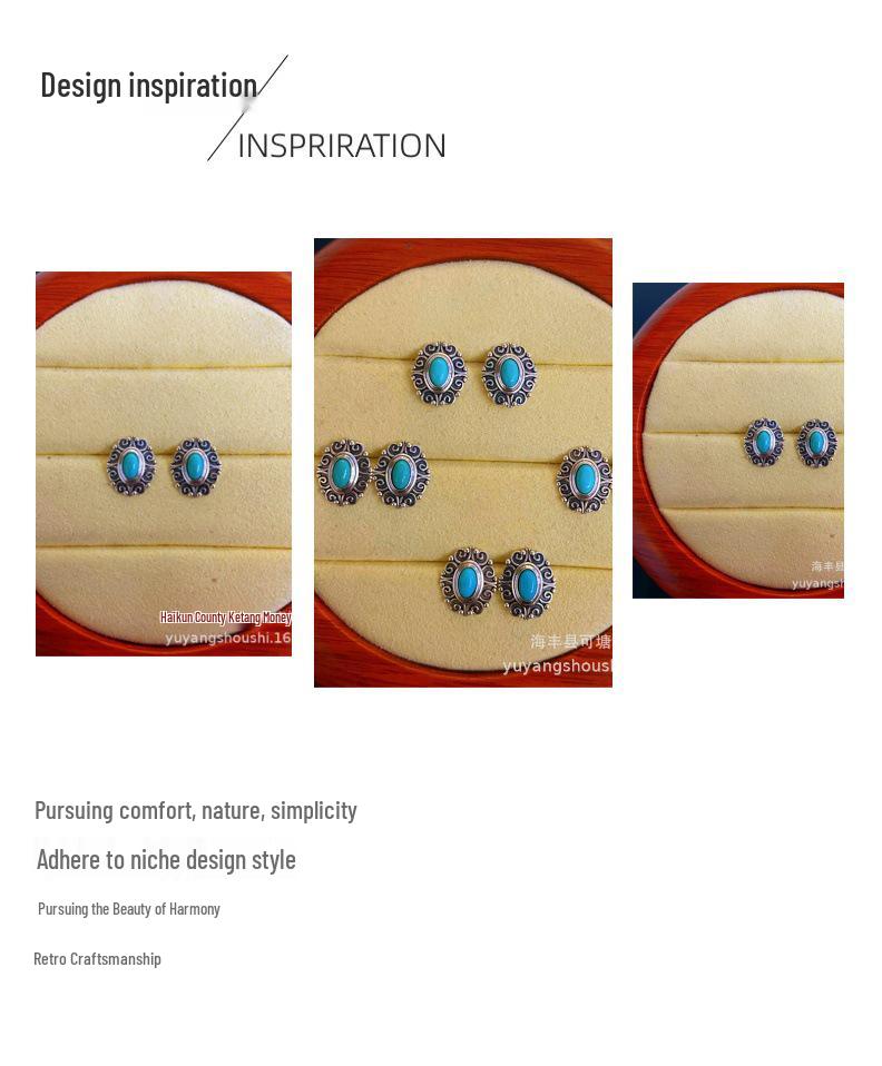 Vintage S925 Silver Turquoise Versatile Stud Earrings for Women